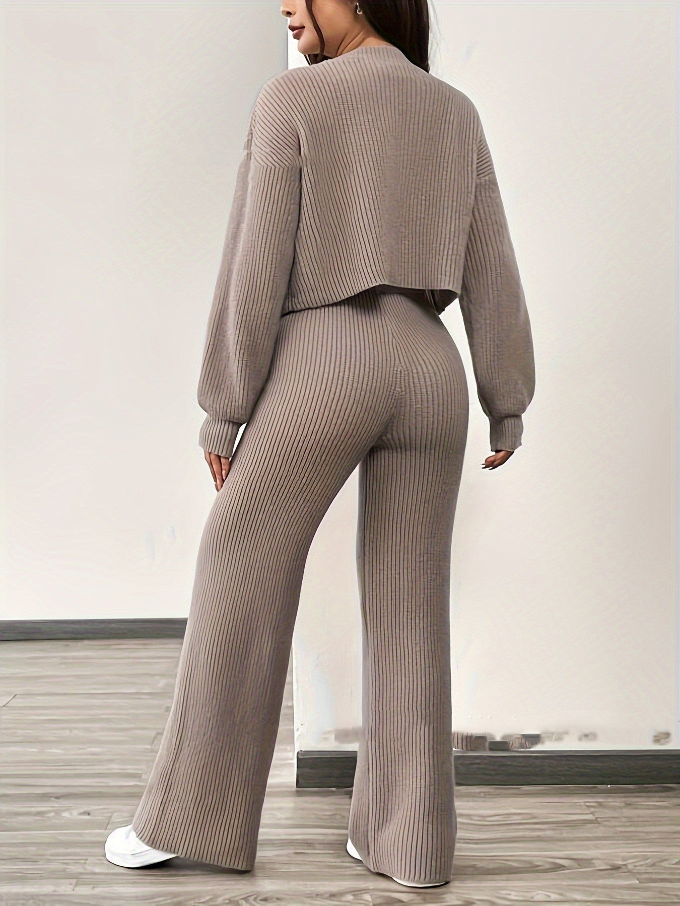 Ladies New Fashion Knitted Sweater Suit