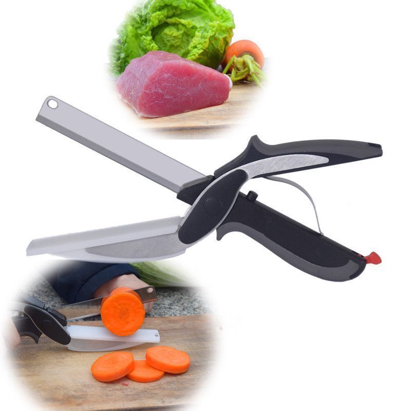 Kitchen Gadget Scissors 2-in-1 Functional Smart Chopping Knife Food Scissors Vegetable Scissors A Good Helper In The Kitchen