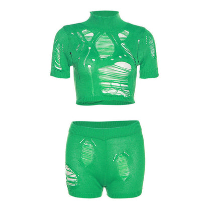 See-through High Waist Hip Shorts Suit