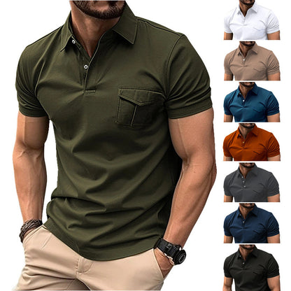 European And American Men's Polo Shirt Pocket