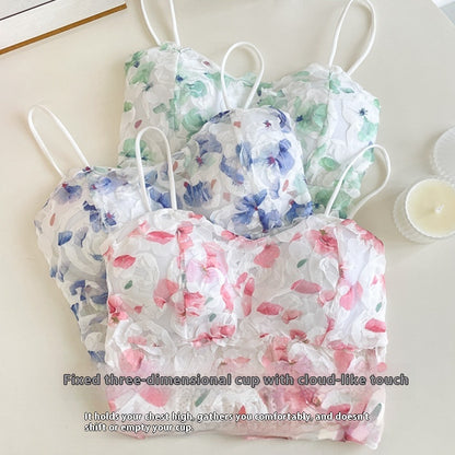 Floral Strap Lace Tube Top Breathable Push Up