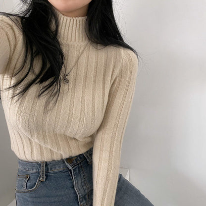 Half Turtleneck Warm Long Sleeves Knitted Sweater