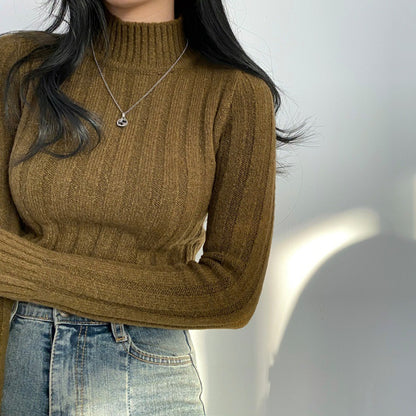 Half Turtleneck Warm Long Sleeves Knitted Sweater