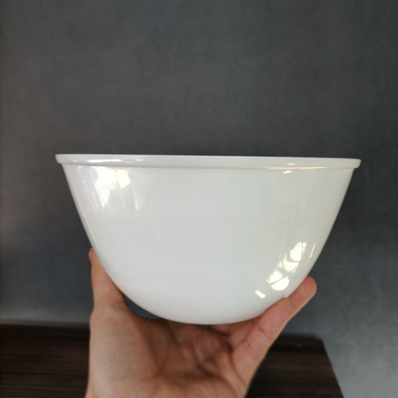 Japanese Glass White Jade Salad Bowl Household Fruit Plate Large