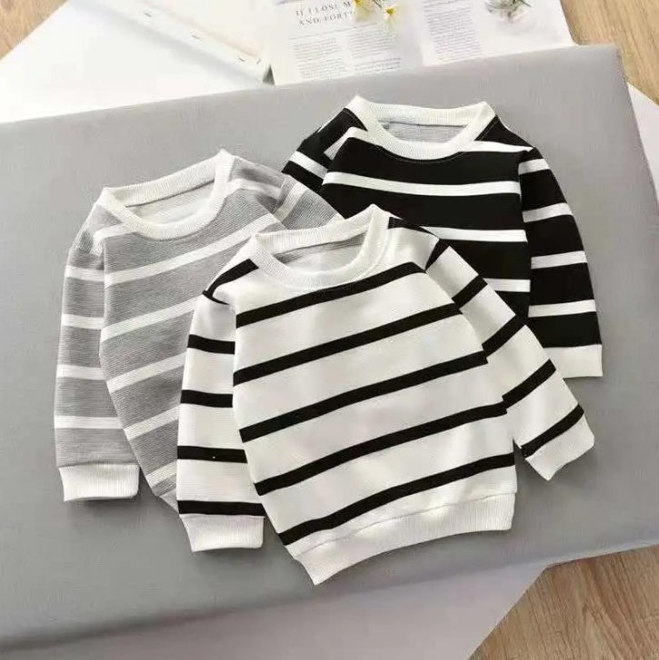 Fashion Children's Striped Pullover Long-sleeved T-shirt