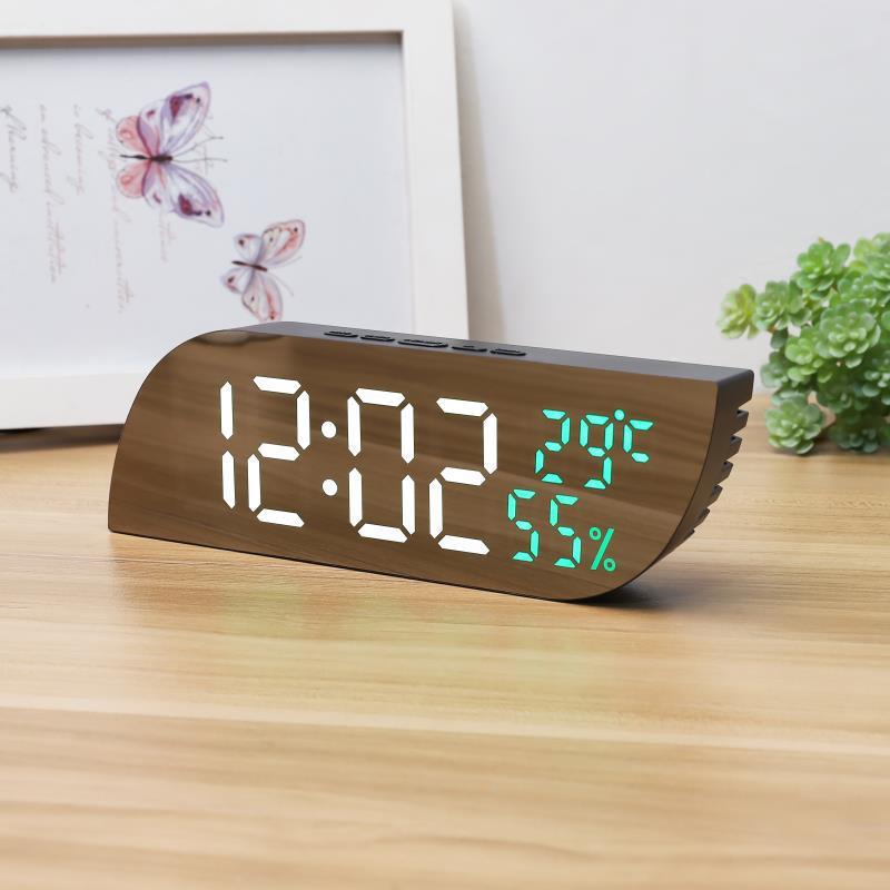 Desktop Bedroom Alarm Clock Geometric LED Mirror