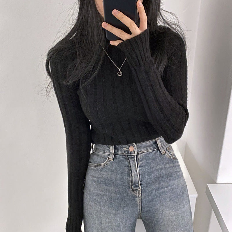 Half Turtleneck Warm Long Sleeves Knitted Sweater