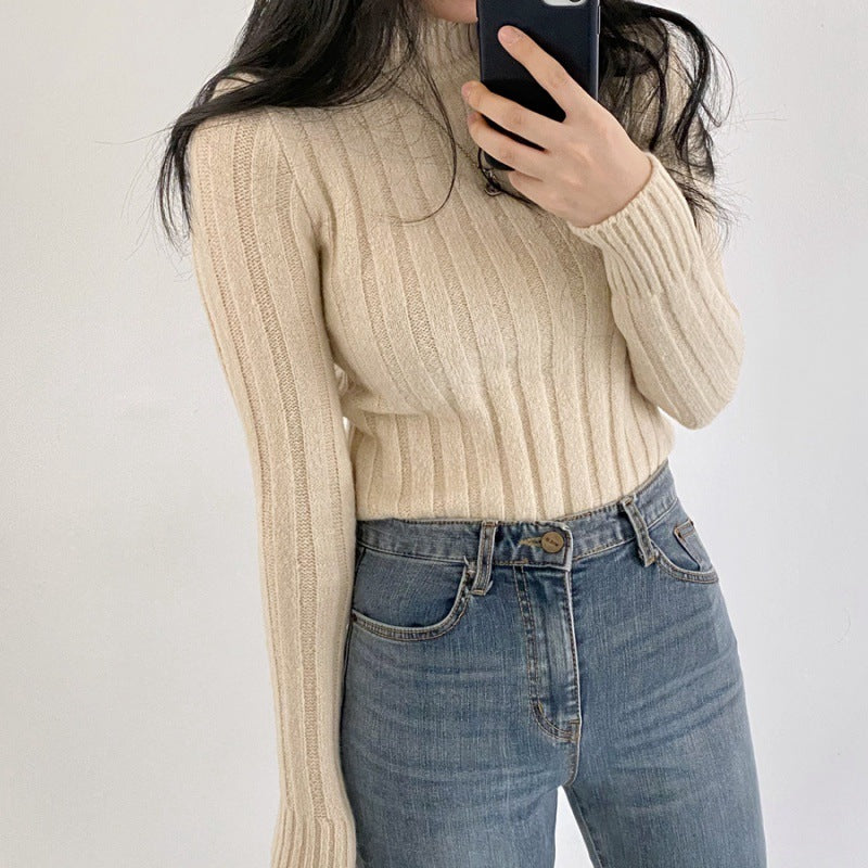 Half Turtleneck Warm Long Sleeves Knitted Sweater