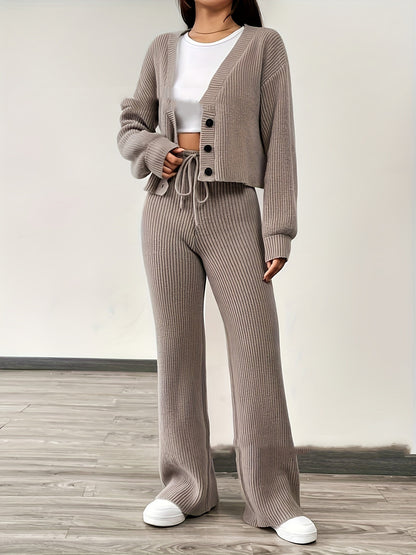 Ladies New Fashion Knitted Sweater Suit