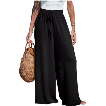 Women's Fashion Fake Drawstring Loose Casual Wide-leg Trousers