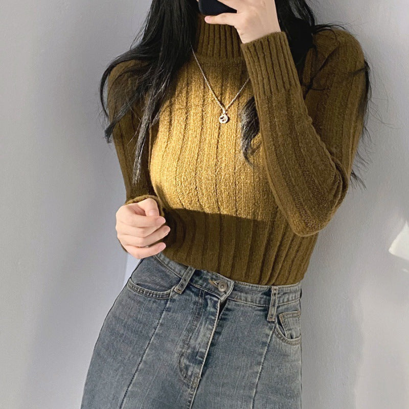 Half Turtleneck Warm Long Sleeves Knitted Sweater