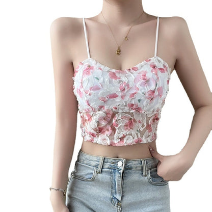 Floral Strap Lace Tube Top Breathable Push Up