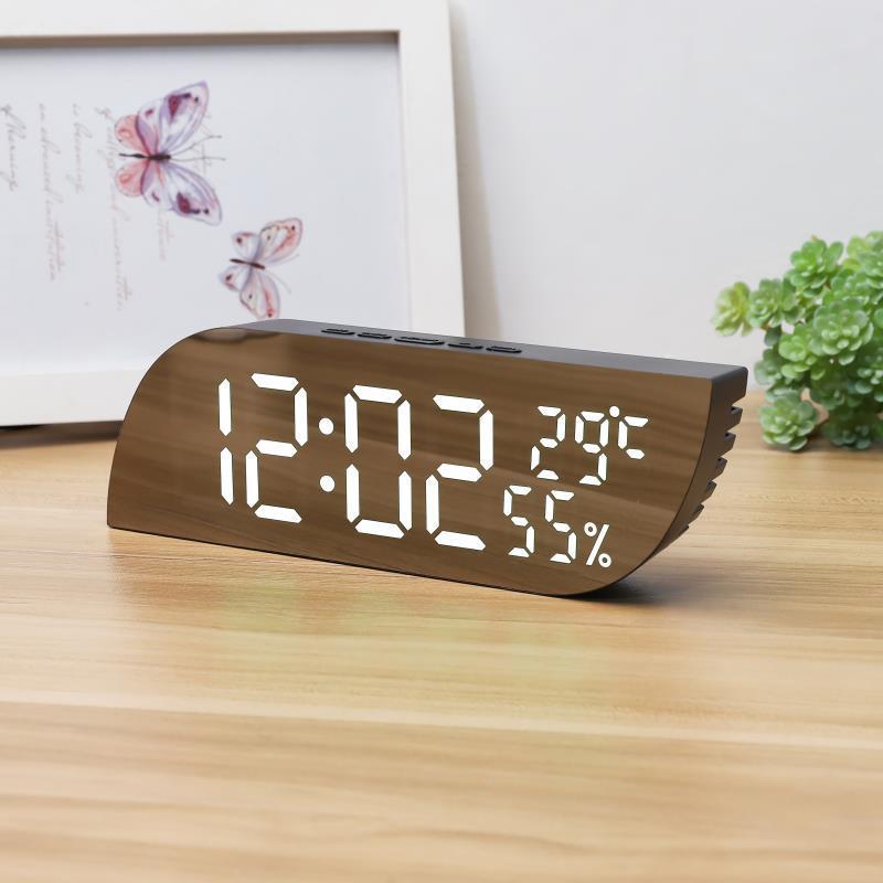 Desktop Bedroom Alarm Clock Geometric LED Mirror