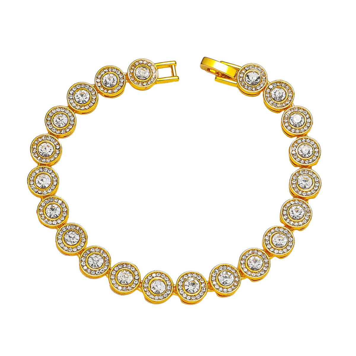 8mm Wide Round Diamond Stitching Bracelet Hip Hop Men's Round Diamond